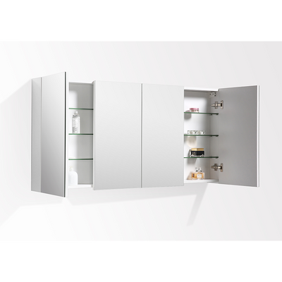 Armoire de toilette bloc-miroir SIENA largeur 144 cm, blanc laqué - Le Monde du Bain