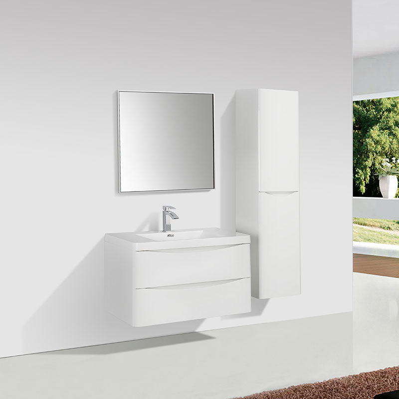 Grande armoire de rangement PIACENZA hauteur 150 cm, blanc laqué