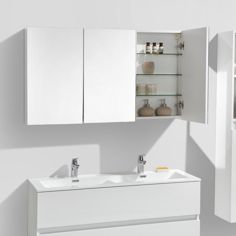 Armoire de toilette bloc-miroir SIENA largeur 120 cm, blanc laqué – Le  Monde du Bain
