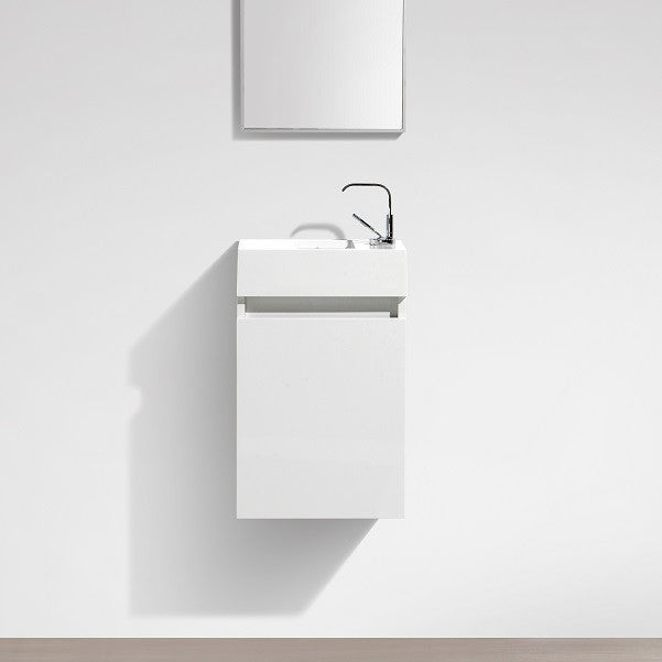 Meuble lave-main salle de bain design SIENA largeur 40 cm, blanc laqué - Le Monde du Bain