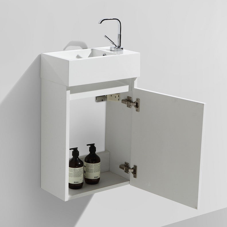 Meuble lave-main salle de bain design SIENA largeur 40 cm, blanc laqué - Le Monde du Bain