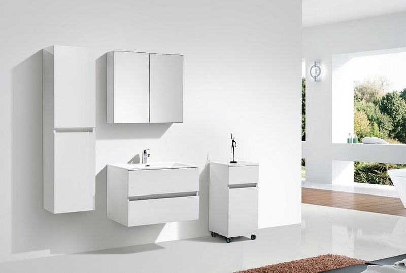 Armoire de toilette bloc-miroir SIENA largeur 80 cm, blanc laqué - Le Monde du Bain