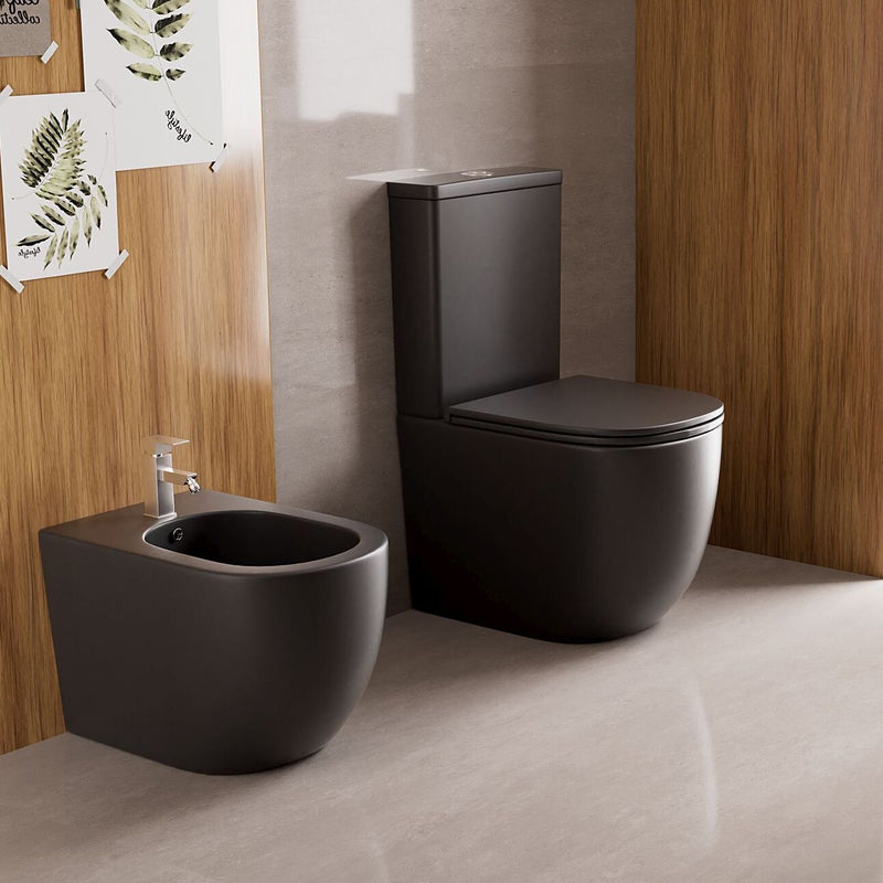 Toilette WC à poser GENOVA en céramique noir mat - Le Monde du Bain