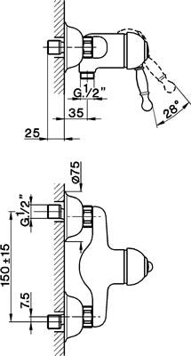 Robinet mitigeur douche mural CISAL ARCANA ROYAL - Le Monde du Bain