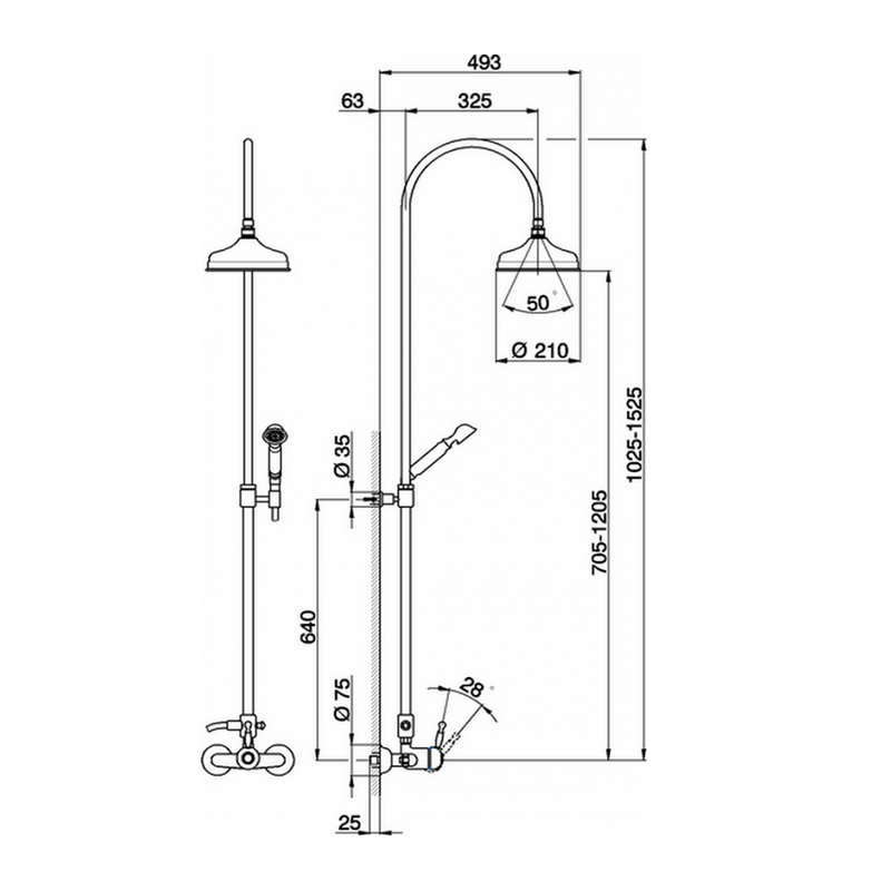 Ensemble robinet mitigeur douche mural CISAL ARCANA ROYAL