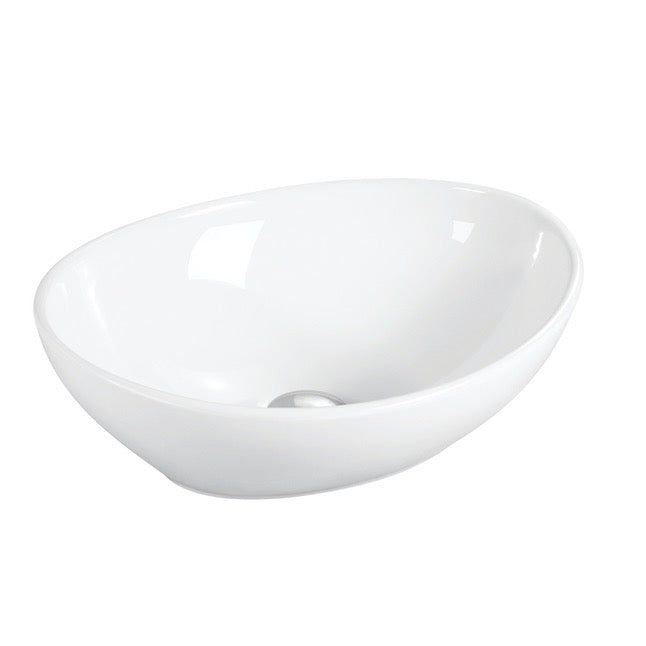 Fond blanc vasque à poser ovale en céramique POSADAS 40,5 x 33 cm