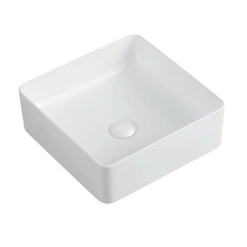 Fond blanc vasque à poser carrée en céramique RIVA blanc mat 36,5 cm