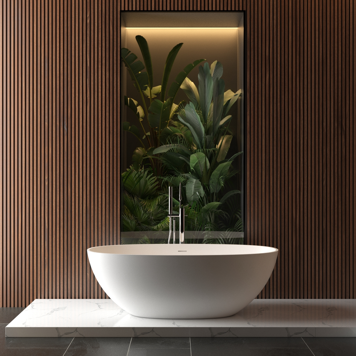 Exemple de baignoire îlot design en solid surface ovale