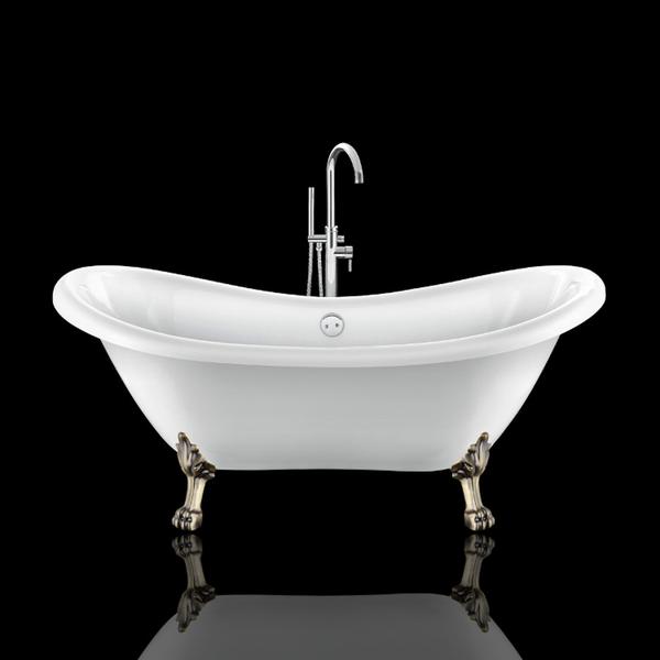 Baignoire ancienne DARLINGTON Blanche - Le Monde du Bain | Pieds de Lion Bronze jaune vieilli