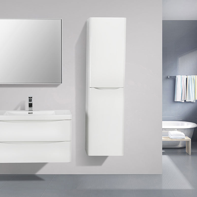 Grande armoire de rangement PIACENZA hauteur 150 cm, blanc laqué