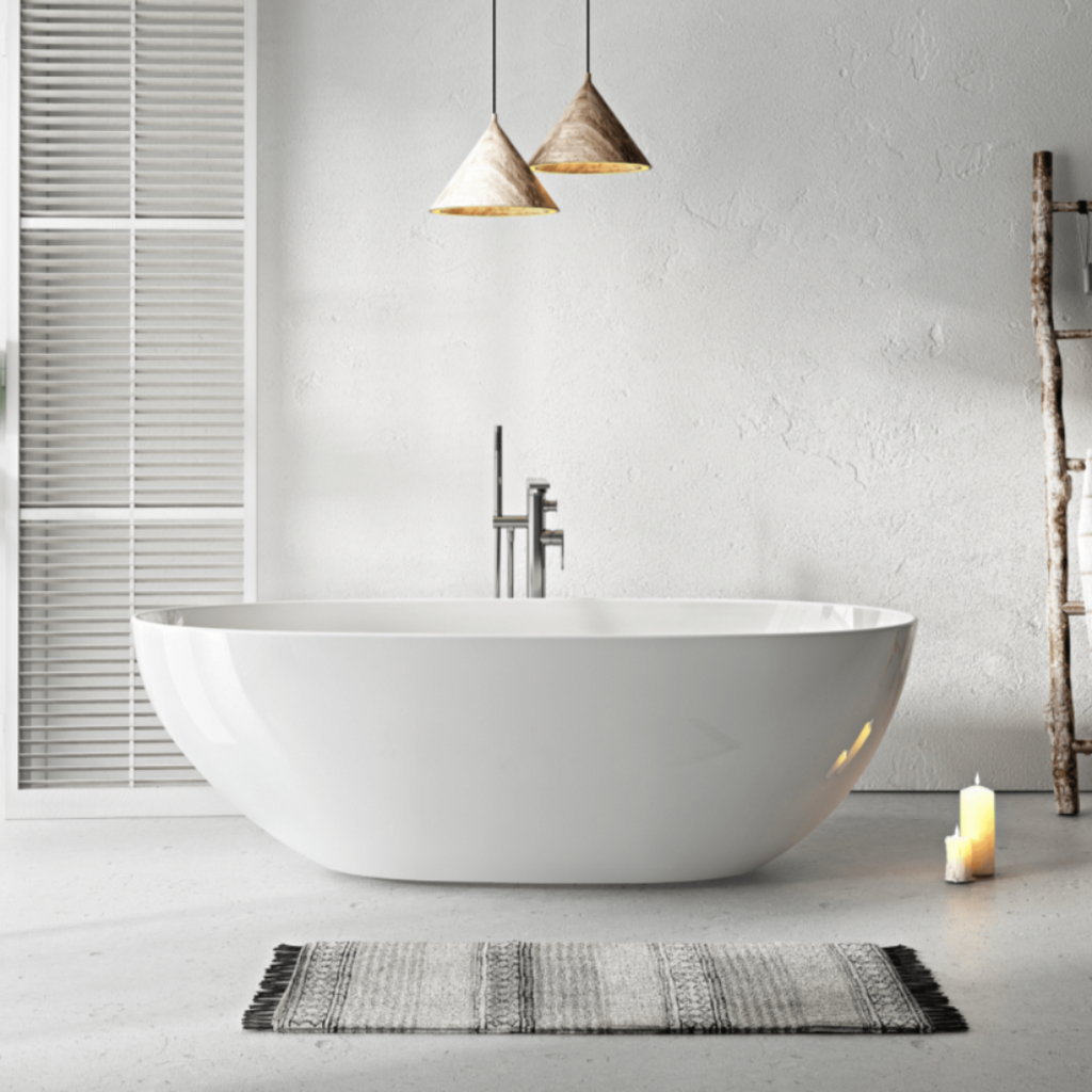 Baignoire îlot design ovale FLORIDA blanche brillante ou mate