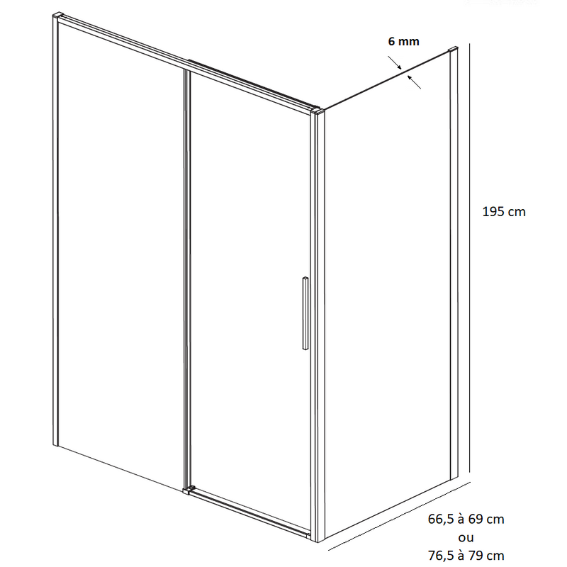 Dimensions - Panneau de douche latéral fixe pour paroi de douche DELTA - Le Monde du Bain