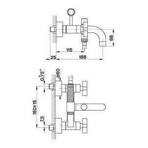 Robinet mitigeur bain/douche mural CISAL BARCELONA pour baignoire - Le Monde du Bain
