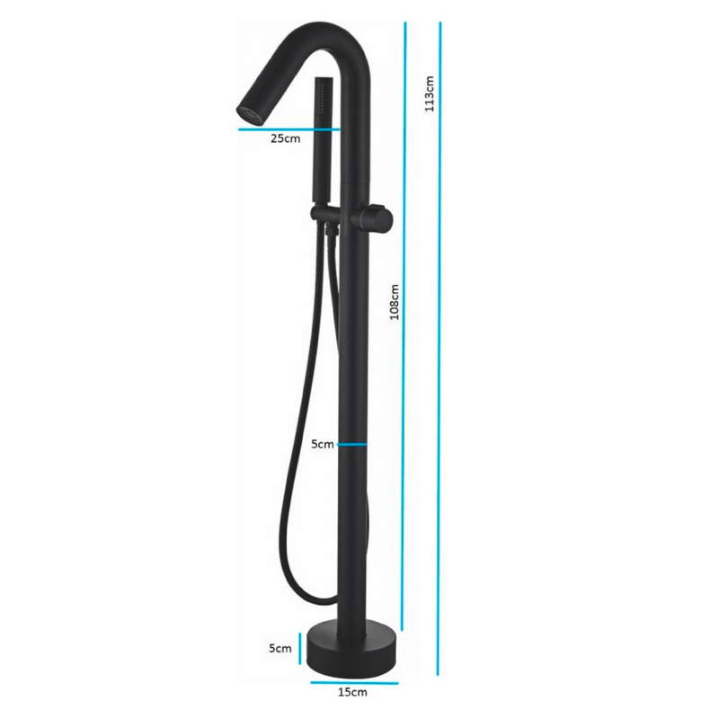 Robinet mitigeur bain/douche sur pied PILOS noir mat