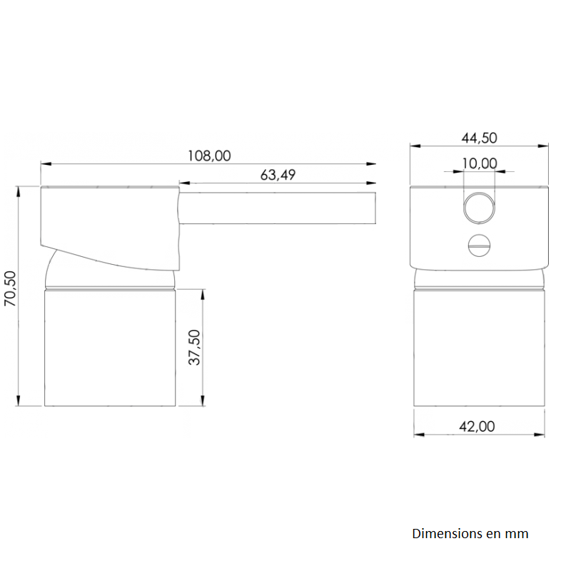 Dimensions mitigeur lavabo mural encastré BRAMPTON or vieilli - Le Monde du Bain