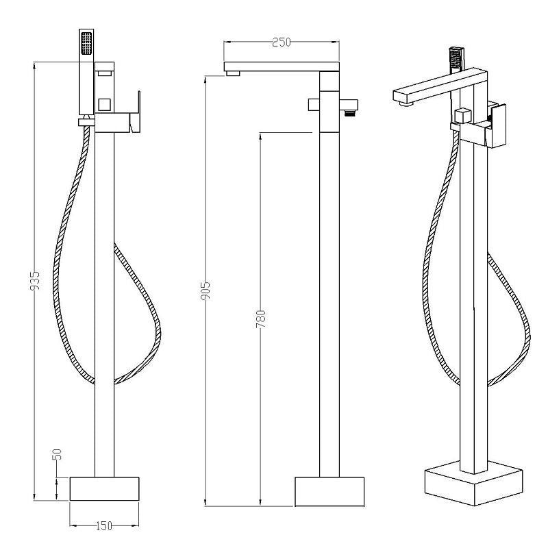 Robinet mitigeur baignoire sur pied MENTO noir mat