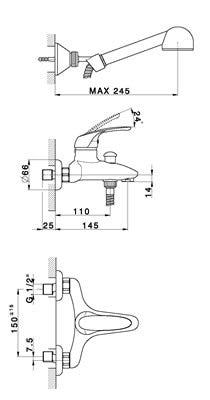 Robinet mitigeur bain/douche mural CISAL FLASH avec support mural douchette Globo - Le Monde du Bain