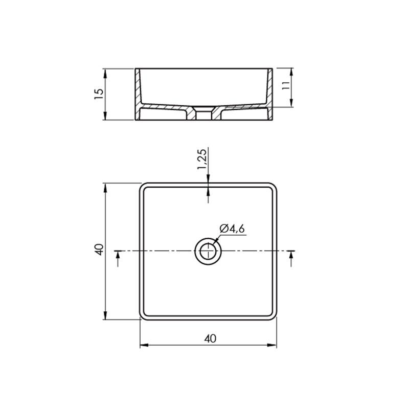 Fiche technique - Vasque à poser rectangulaire en sanydur ARTANA - Le Monde du Bain