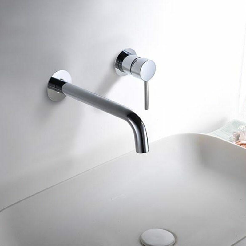 Robinet salle de bain mitigeur de lavabo bas chromé gris galet anticalcaire  avec économie d'eau et vidage inclus