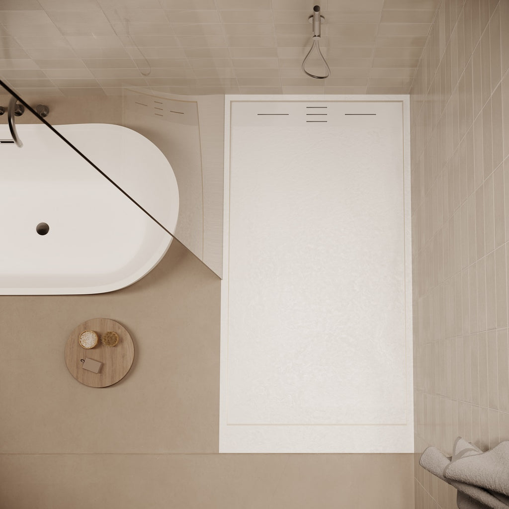 Receveur de douche extra plat blanc SALVI en SoliCast® surface ardoisée