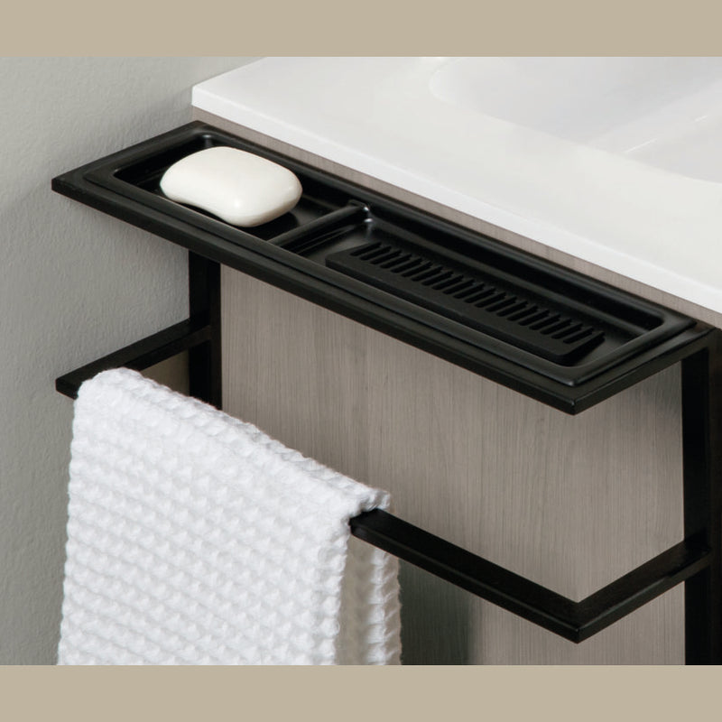Meuble salle de bain en bois et métal KEIKO fumé sablé