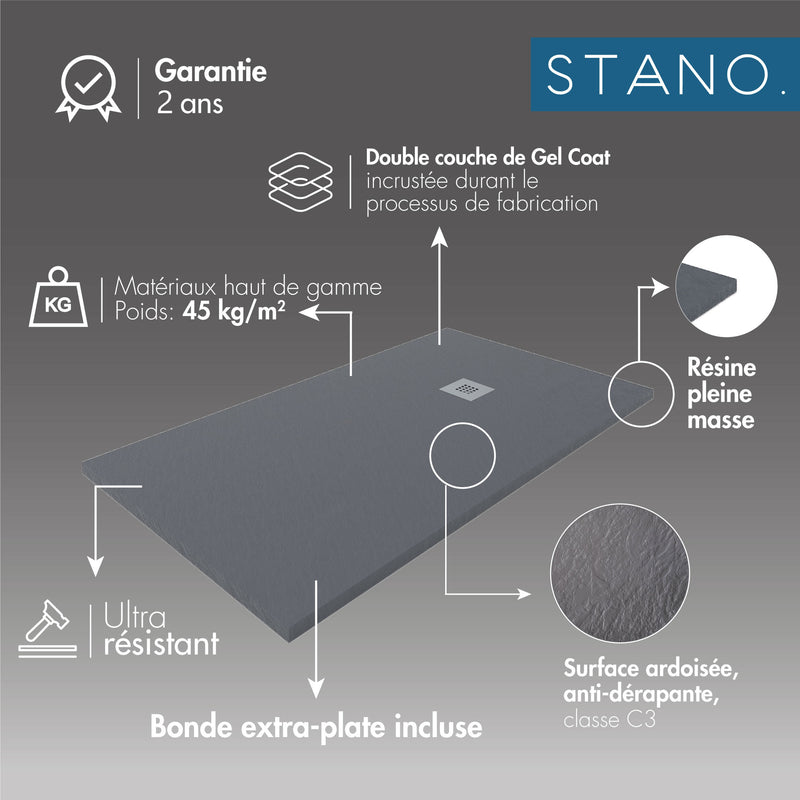 Receveur de douche 70x90 résine effet pierre beige | Mart | Leroy Merlin Receveur de douche 70x90 résine effet pierre beige | Mart | Leroy Merlin