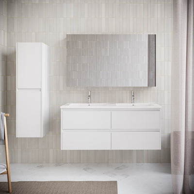 Meuble salle de bain design double vasque FORTINA largeur 120 cm blanc