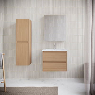 Meuble salle de bain design simple vasque FORTINA largeur 60 cm chêne clair