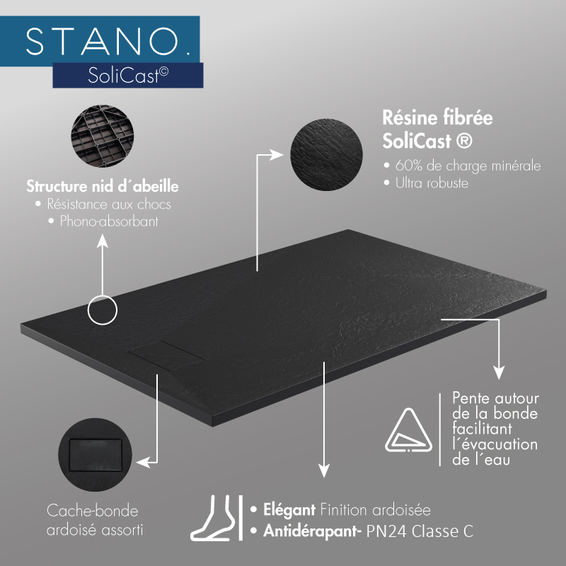 Pack Receveur de douche extra plat blanc + Colonne de douche thermostatique - Le Monde du Bain