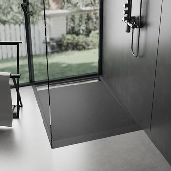 Exemple de receveur de douche extra plat surface ardoisée noir