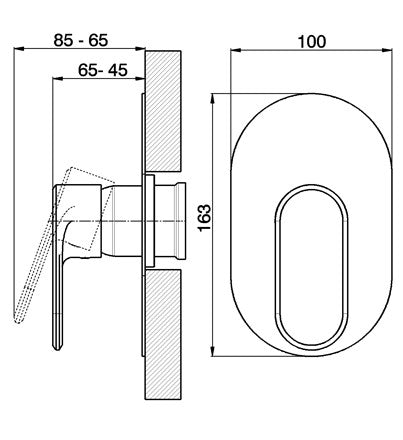 Robinet mitigeur douche mural encastré CISAL LINEAVIVA - Le Monde du Bain