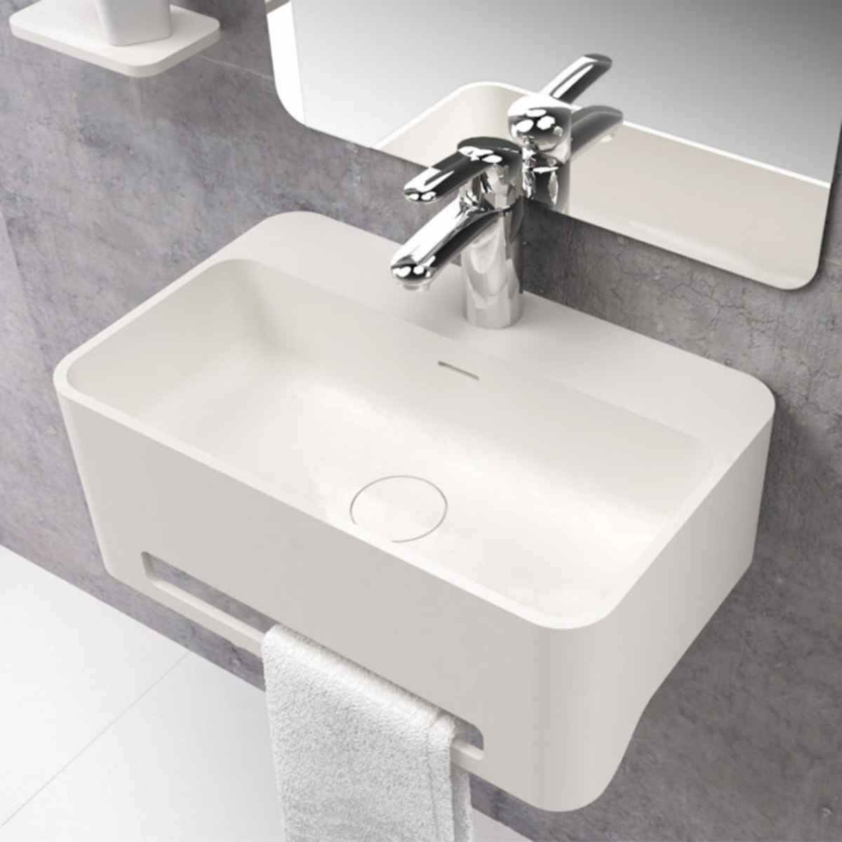 Lavabo suspendu design CORK 50 cm en sanydur – Le Monde du Bain