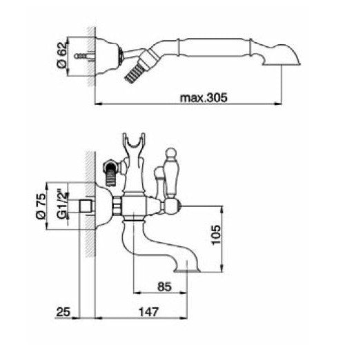 Robinet rétro sur plage CISAL ARCANA avec poignées en porcelaine - Le Monde du Bain  | Commun