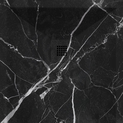 Receveur de douche extra plat DEKOR en résine finition marbre noir - Le Monde du Bain