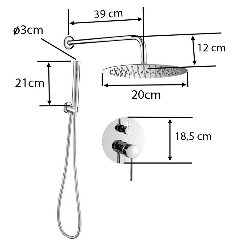 Dimensions Kit de douche à encastrer TIKO