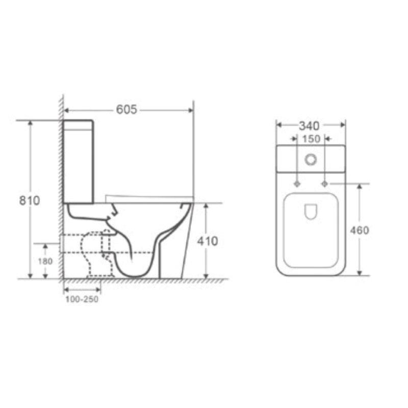 Dimensions - Toilette WC à poser PISA en céramique - Le Monde du Bain