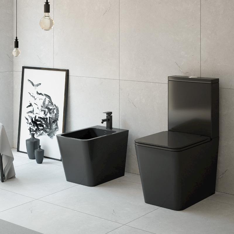 Toilette WC à poser PISA en céramique noir mat - Le Monde du Bain