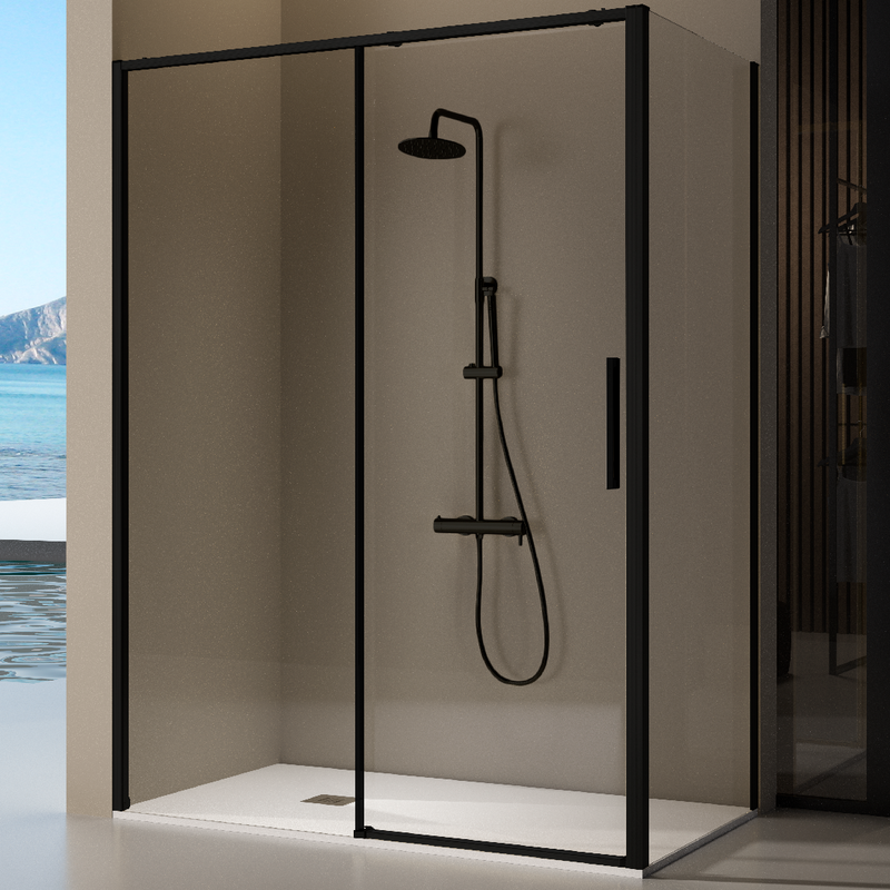 Panneau de douche latéral fixe pour paroi de douche DELTA noir mat - Le Monde du Bain