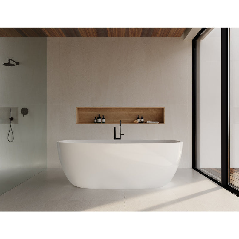 Salle de bain avec baignoire îlot design ovale DENVER blanche