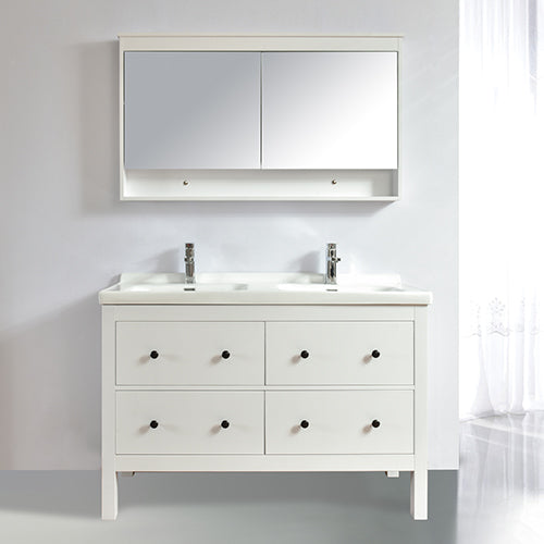 Armoire de toilette bloc-miroir 120 cm TYPO finition mélaminé blanc