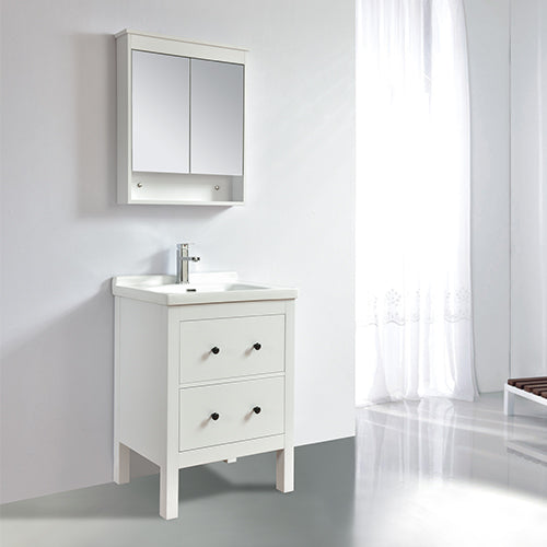 Armoire de toilette bloc-miroir 60 cm TYPO finition mélaminé blanc