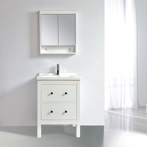 Armoire de toilette bloc-miroir 60 cm TYPO finition mélaminé blanc