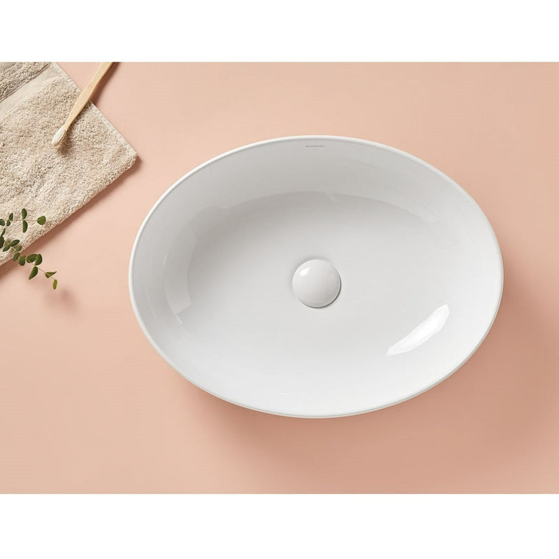 Vasque à poser ovale en céramique PARMA blanc brillant - Le Monde du Bain