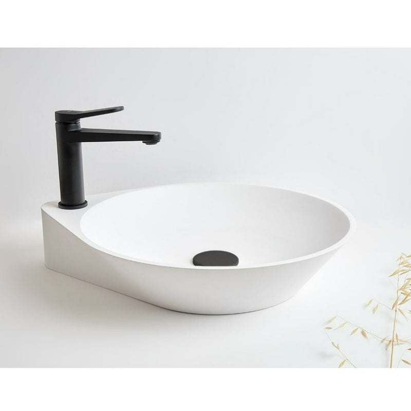 Vasque à poser ovale en pierre de synthèse NADIR blanc mat - Le Monde du Bain