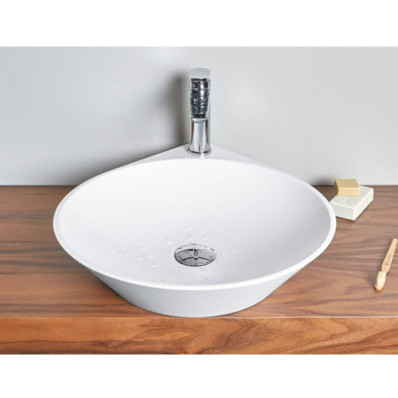 Vasque à poser ovale en pierre de synthèse NADIR blanc mat - Le Monde du Bain