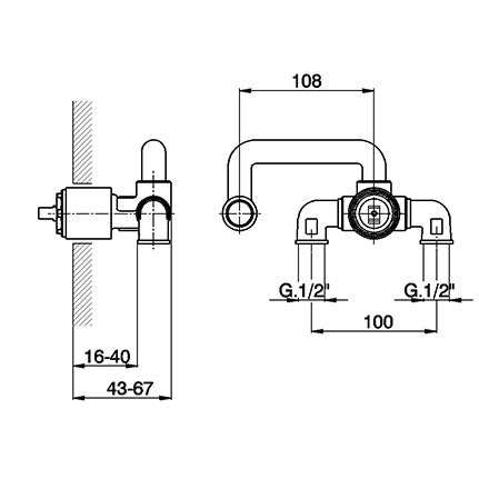Robinet mitigeur mural encastré CISAL LINEAVIVA - Le Monde du Bain