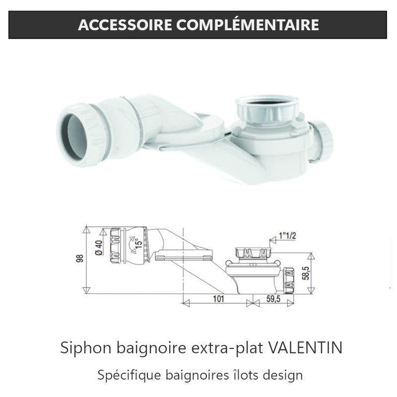 Baignoire îlot design ovale SUTTON blanche