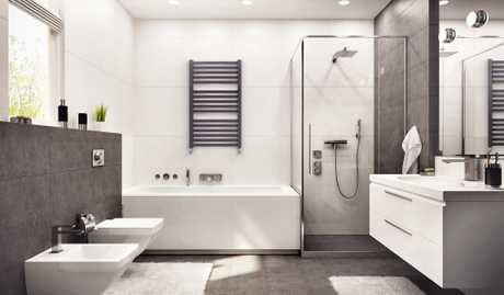 Radiateur sèche-serviettes eau chaude design BERYL 115 x 44 cm noir mat