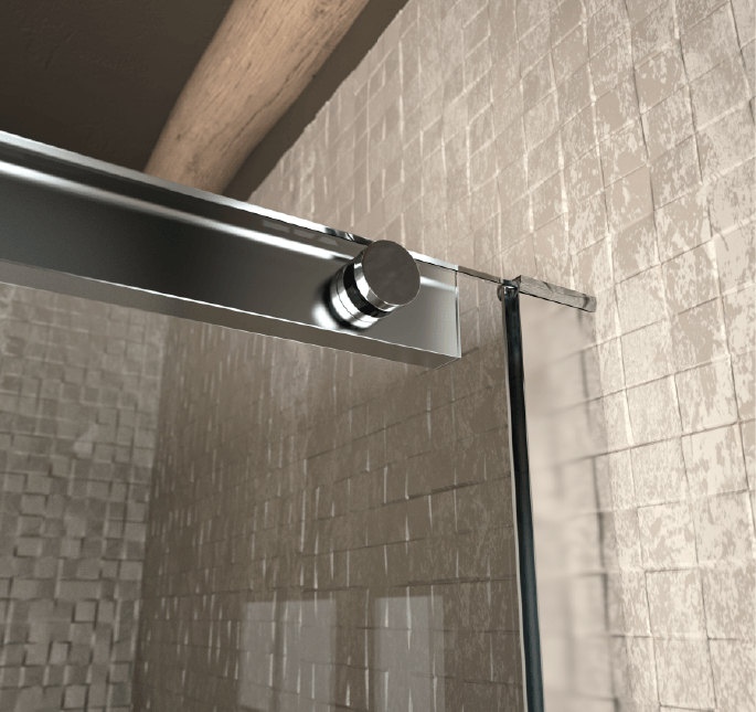 Paroi de douche fixe + Porte coulissante LUNA verre sérigraphié