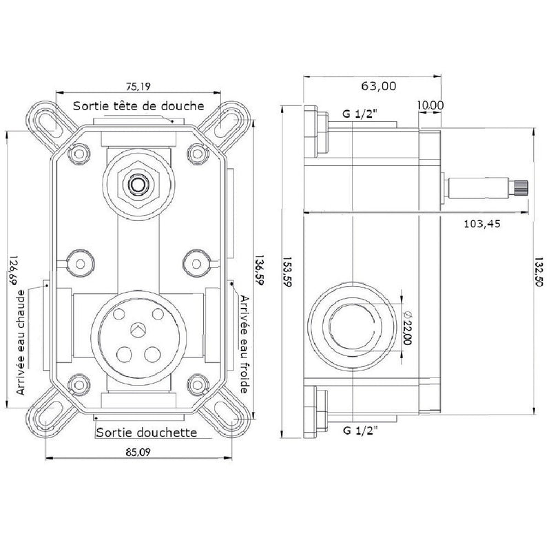 Dimensions boitier d&